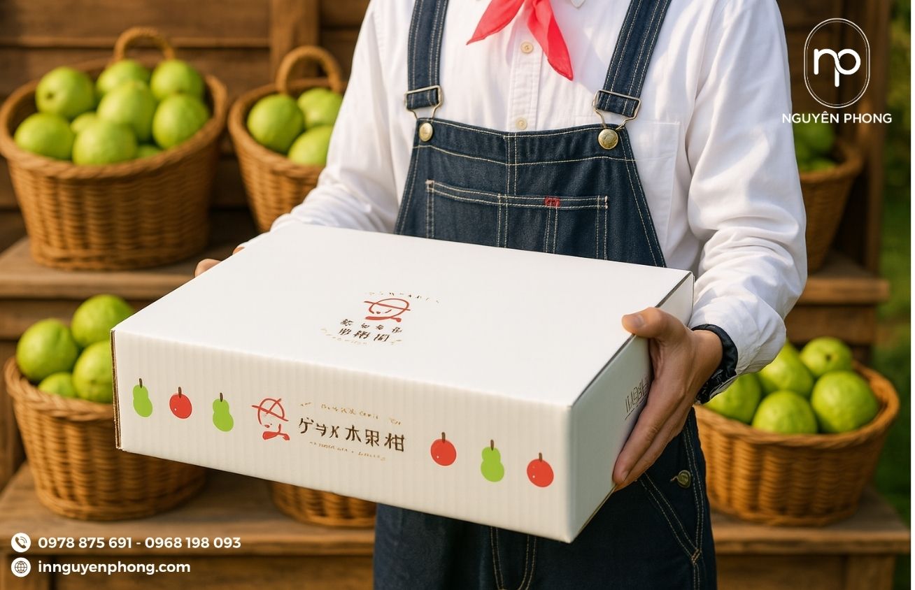 Mẫu thùng carton đựng trái cây in màu đẹp
